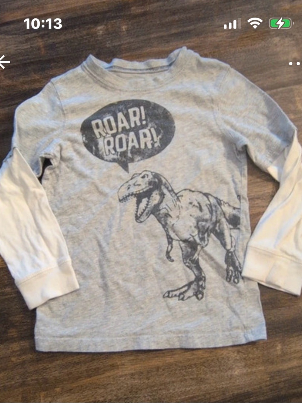 Carter's Gray & White Long-Sleeve Dino Graphic Tee